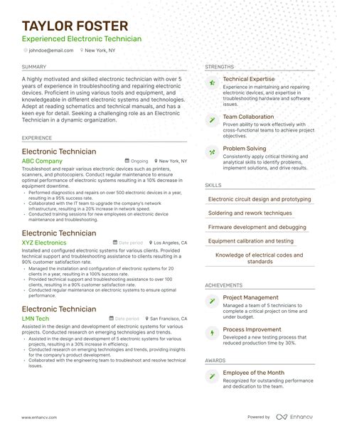 electronic technician resume examples|7 Best Electronics Technician Resume Examples for 2024.